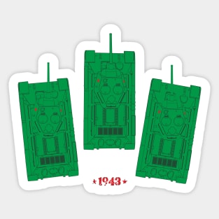 Three T-34-76 tanks. 1943 Sticker